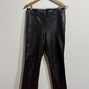Vakko Black Straight-Leg Leather Jeans